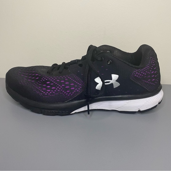 Under Armour UA Charged Rebel Running Sneakers Women’s Size 8.5 Black/Purple - Picture 10 of 12